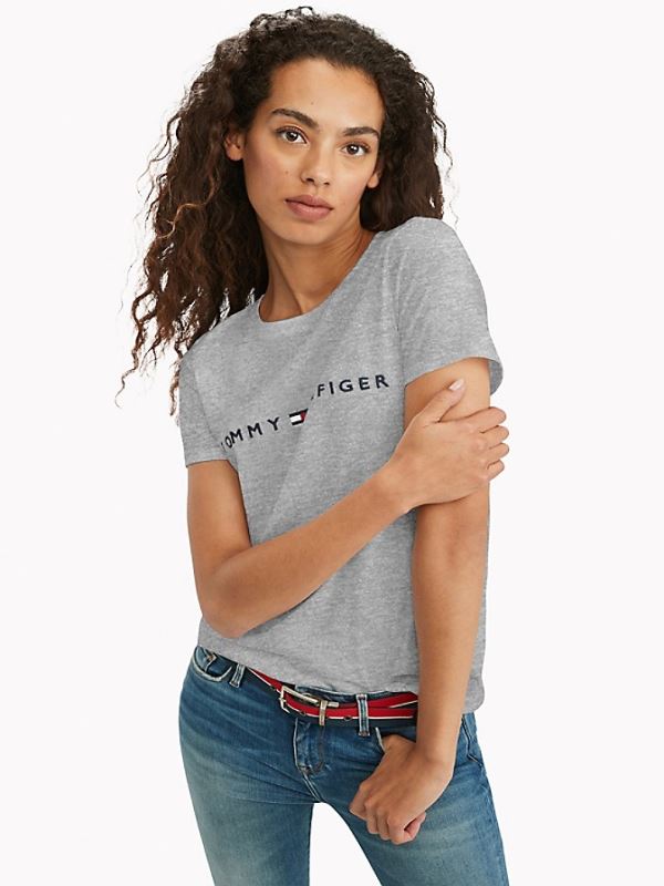 udkast erstatte antydning Tommy Hilfiger T-Shirts Dame Nye Modeller - Essential Logo T-Shirt Grå