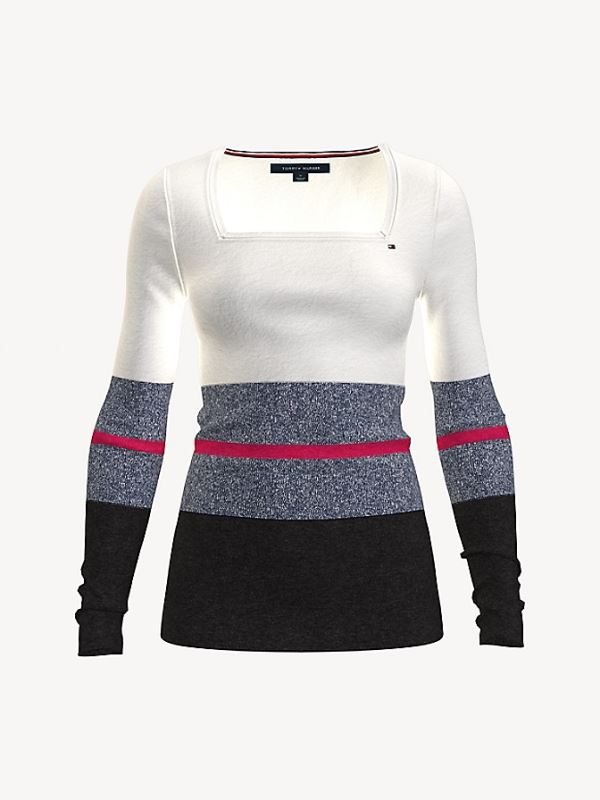 måle indsats sennep Tommy Hilfiger Trøjer Flensborg - Essential Stripe Square-Neck Sweater Dame  Flerfarvede
